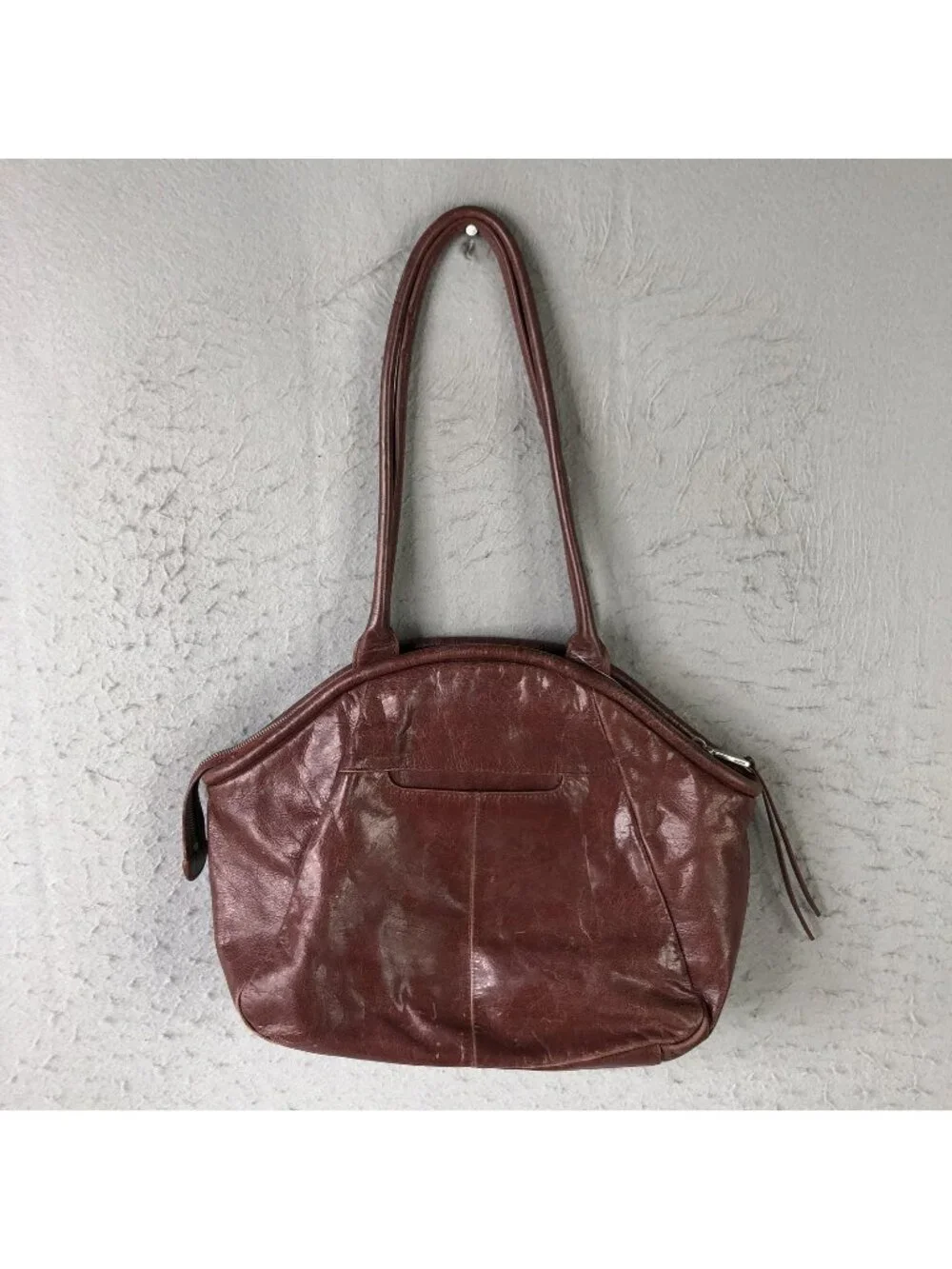 Hobo Shoulder Bag Womens Large Brown Leather Zip Top Pockets Slouchy Casual